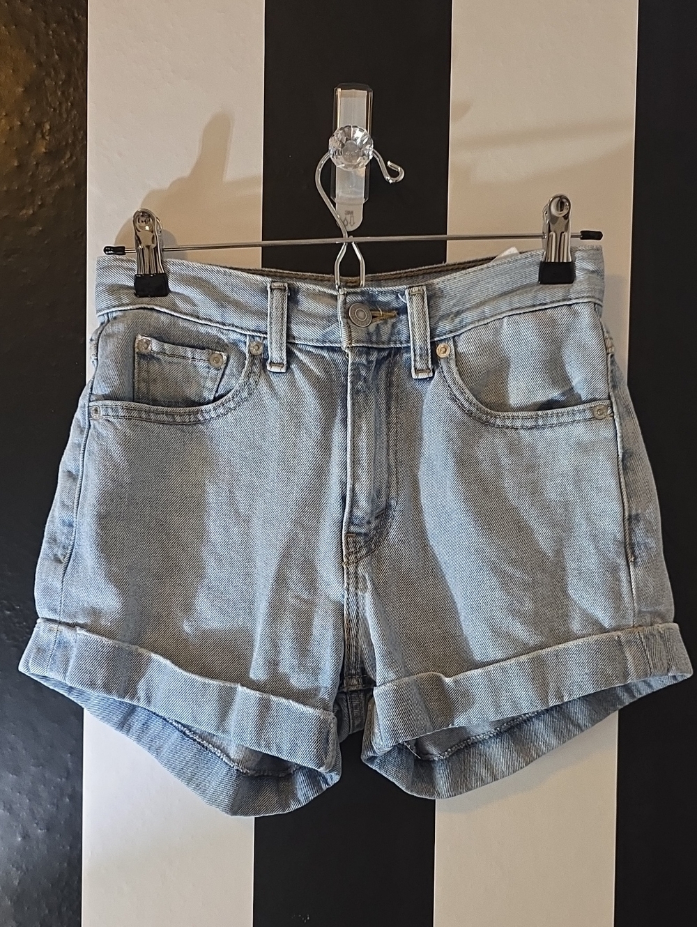 Levi's Light Blue Rolled Hem Denim Shorts